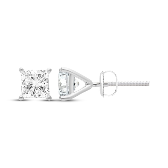 KAY Lab-Grown Diamonds Certified Princess-Cut Solitaire Stud Earrings 1 ct tw 14K White Gold (F/VVS2)