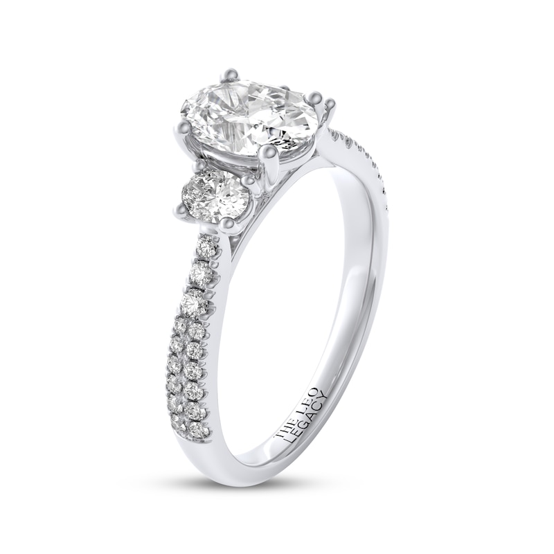 Main Image 2 of THE LEO Legacy Lab-Grown Diamond Oval-Cut Three-Stone Engagement Ring 1-1/2 ct tw 14K White Gold