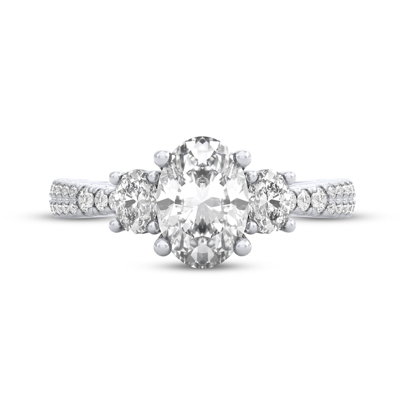 Main Image 3 of THE LEO Legacy Lab-Grown Diamond Oval-Cut Three-Stone Engagement Ring 1-1/2 ct tw 14K White Gold