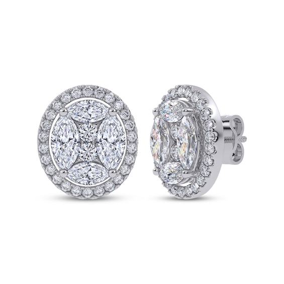 KAY Lab-Grown Diamonds Marquise & Round-Cut Oval-Shaped Stud Earrings 6 ct tw 14K White Gold