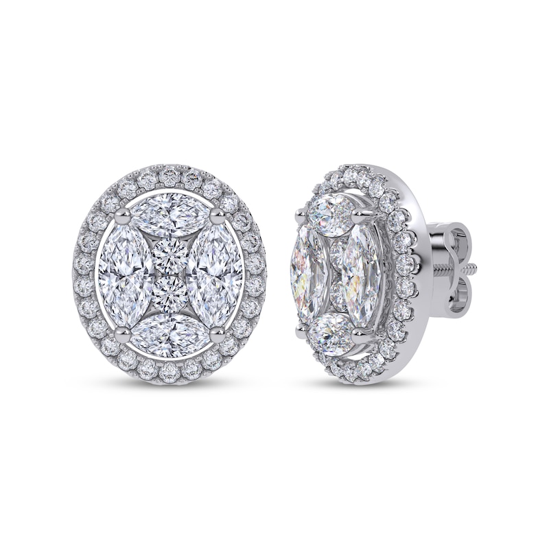 Main Image 1 of KAY Lab-Grown Diamonds Marquise & Round-Cut Oval-Shaped Stud Earrings 6 ct tw 14K White Gold