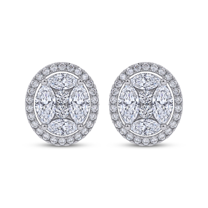 Main Image 2 of KAY Lab-Grown Diamonds Marquise & Round-Cut Oval-Shaped Stud Earrings 6 ct tw 14K White Gold