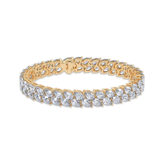 KAY Lab-Grown Diamonds Pear-Shaped Two-Row Tennis Bracelet 20 ct tw 14K Gold 7