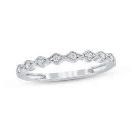 Adore Diamond Vintage-Style Stackable Wedding Band 1/10 ct tw 10K White Gold