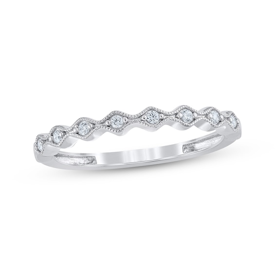 Adore Diamond Vintage-Style Stackable Wedding Band 1/10 ct tw 10K White Gold