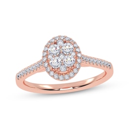 Adore Round-Cut Multi-Diamond Oval-Shaped Halo Engagement Ring 3/8 ct tw 10K Rose Gold