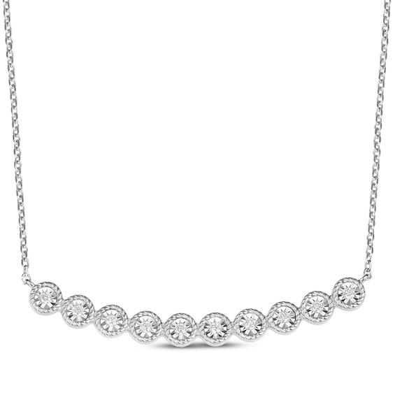 Diamond Rope Frame Smile Necklace 1/10 ct tw Sterling Silver 18"
