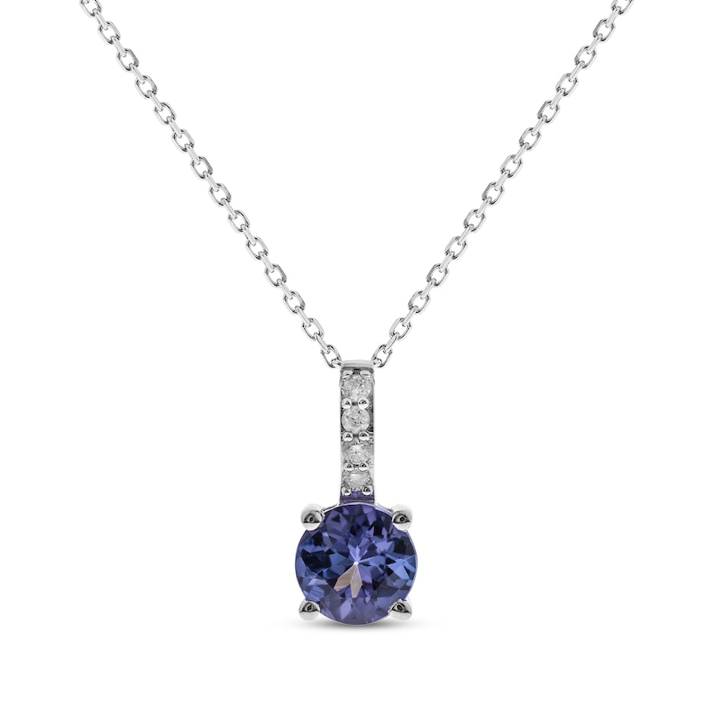 Main Image 1 of Tanzanite & Diamond Round-Cut Necklace 1/20 ct tw Sterling Silver 18"