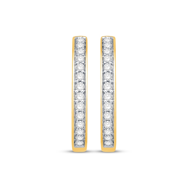 Main Image 2 of Diamond Hoop Earrings 3/8 ct tw 10K Yellow Gold