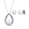 Thumbnail Image 0 of Cultured Pearl Necklace & Stud Earrings Gift Set Sterling Silver