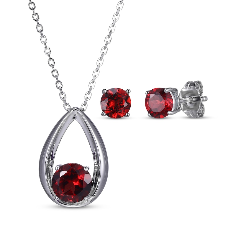 Natural Garnet Stone Jewelry Sets from Black Diamonds New York Silver / 9