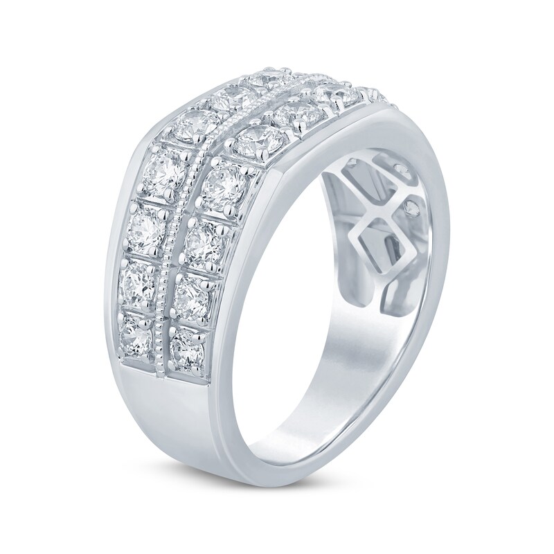 Men's Diamond Two-Row Angled Wedding Band 2 ct tw 10K White Gold