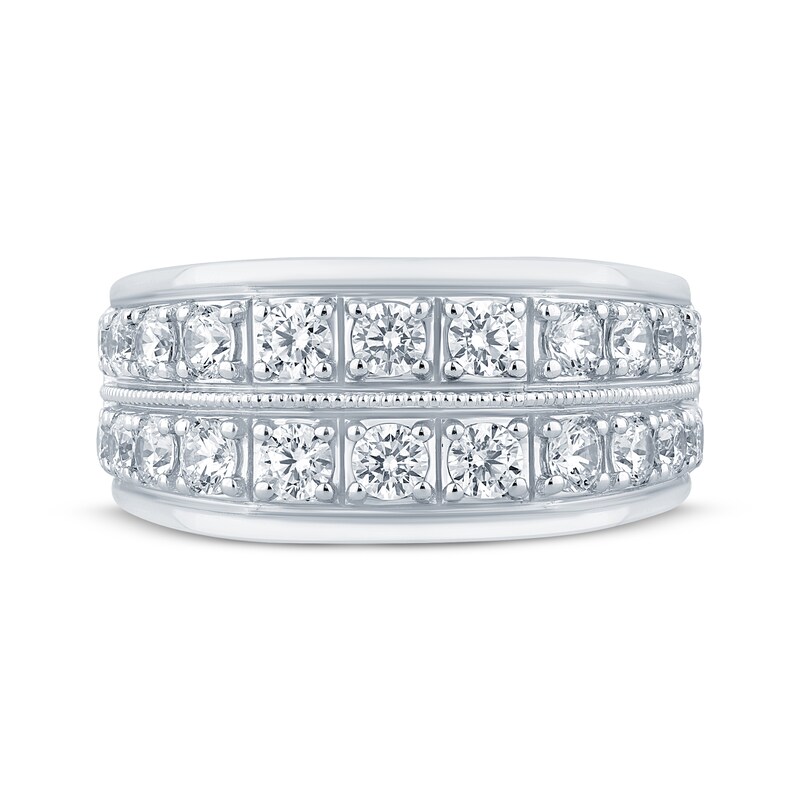 Men's Diamond Two-Row Angled Wedding Band 2 ct tw 10K White Gold