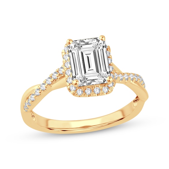 Lab-Grown Diamonds Emerald-Cut Engagement Ring 2-1/3 ct tw 14K Yellow Gold