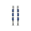 Thumbnail Image 2 of Oval-Cut Blue Lab-Created Sapphire & White Lab-Created Sapphire Hoop Earrings Sterling Silver