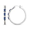 Thumbnail Image 3 of Oval-Cut Blue Lab-Created Sapphire & White Lab-Created Sapphire Hoop Earrings Sterling Silver