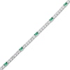 Thumbnail Image 2 of Emerald-Cut Lab-Created Emerald & White Lab-Created Sapphire Station Bracelet Sterling Silver 7.25"