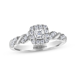 THE LEO Diamond Princess-Cut Twist Shank Engagement Ring 1/2 ct tw 14K White Gold