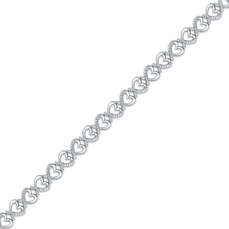 Main Image 2 of Diamond Heart Link Bracelet 1/2 ct tw Sterling Silver 7"