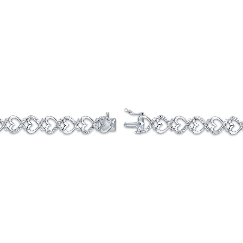 Main Image 3 of Diamond Heart Link Bracelet 1/2 ct tw Sterling Silver 7"