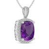 Thumbnail Image 2 of Cushion-Cut Amethyst & White Lab-Created Sapphire Necklace Sterling Silver 18"