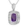 Thumbnail Image 3 of Cushion-Cut Amethyst & White Lab-Created Sapphire Necklace Sterling Silver 18"