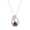 Thumbnail Image 1 of Amethyst & Diamond Teardrop Ribbon Necklace 1/15 ct tw 10K Yellow Gold 18"