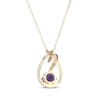 Thumbnail Image 3 of Amethyst & Diamond Teardrop Ribbon Necklace 1/15 ct tw 10K Yellow Gold 18"