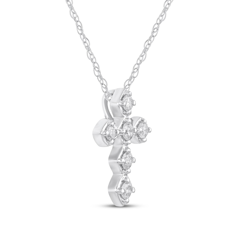 Main Image 2 of Diamond Cross Necklace 1/4 ct tw 10K White Gold 18"