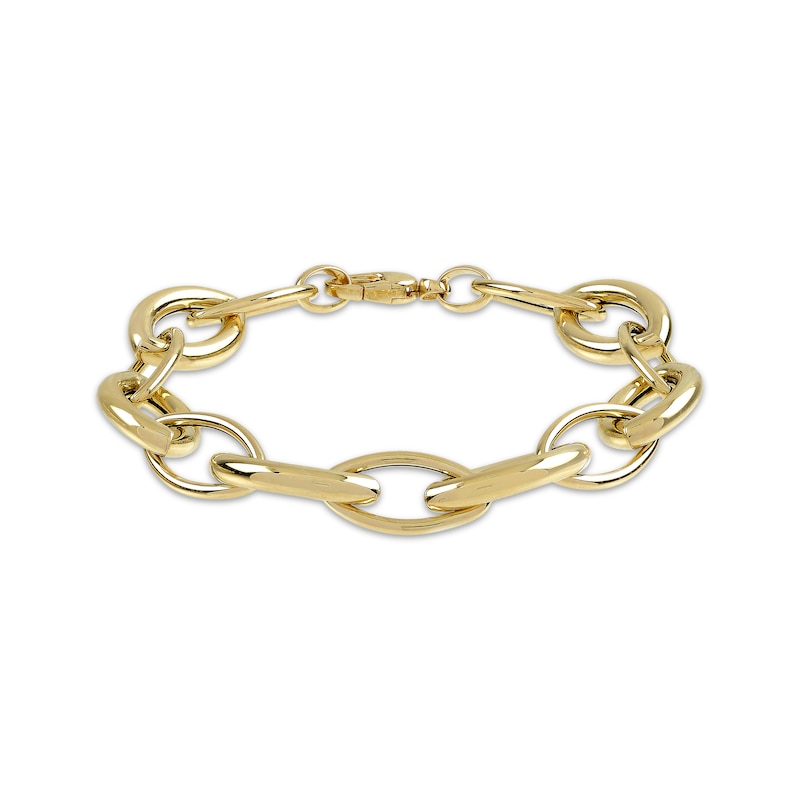 Main Image 1 of Alternating Oval Link Bracelet 10K Yellow Gold 7.5"