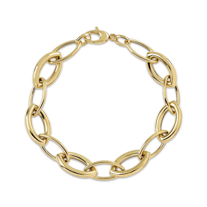 Main Image 2 of Alternating Oval Link Bracelet 10K Yellow Gold 7.5"