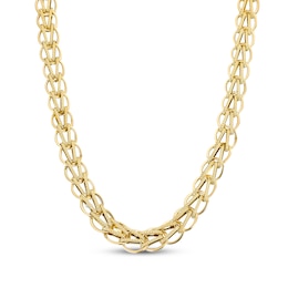 V Circle Chain Necklace 8.9mm Hollow 10K Yellow Gold 18"