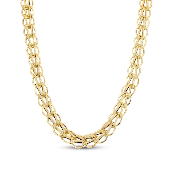 V Circle Chain Necklace 8.9mm Hollow 10K Yellow Gold 18"