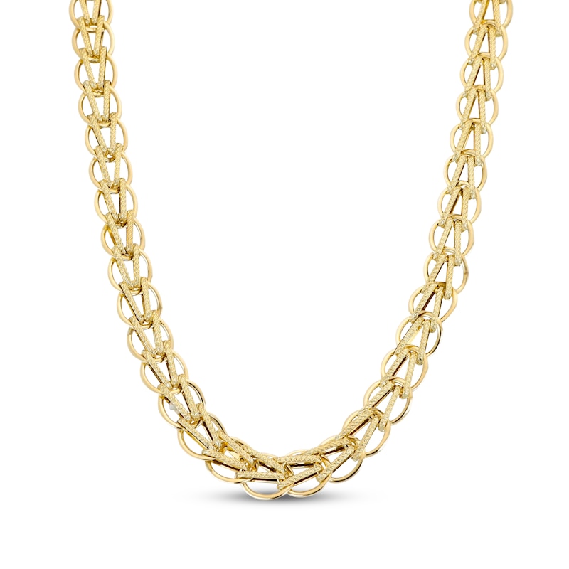 Main Image 1 of V Circle Chain Necklace 8.9mm Hollow 10K Yellow Gold 18"