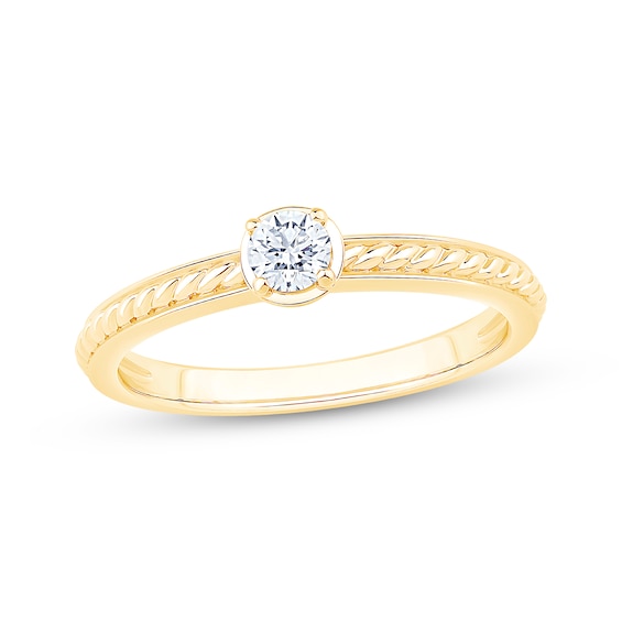 Adore Round-Cut Diamond Solitaire Rope Shank Engagement Ring 1/5 ct tw 14K Yellow Gold (I/I2)