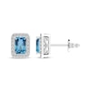 Thumbnail Image 1 of Octagon-Cut Swiss Blue Topaz & White Lab-Created Sapphire Stud Earrings Sterling Silver