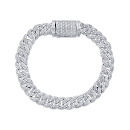 Men's Diamond Cuban Curb Chain Bracelet 1 ct tw Sterling Silver 8.5"