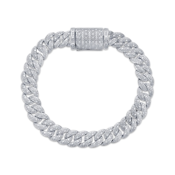 Men's Diamond Cuban Curb Chain Bracelet 1 ct tw Sterling Silver 8.5"