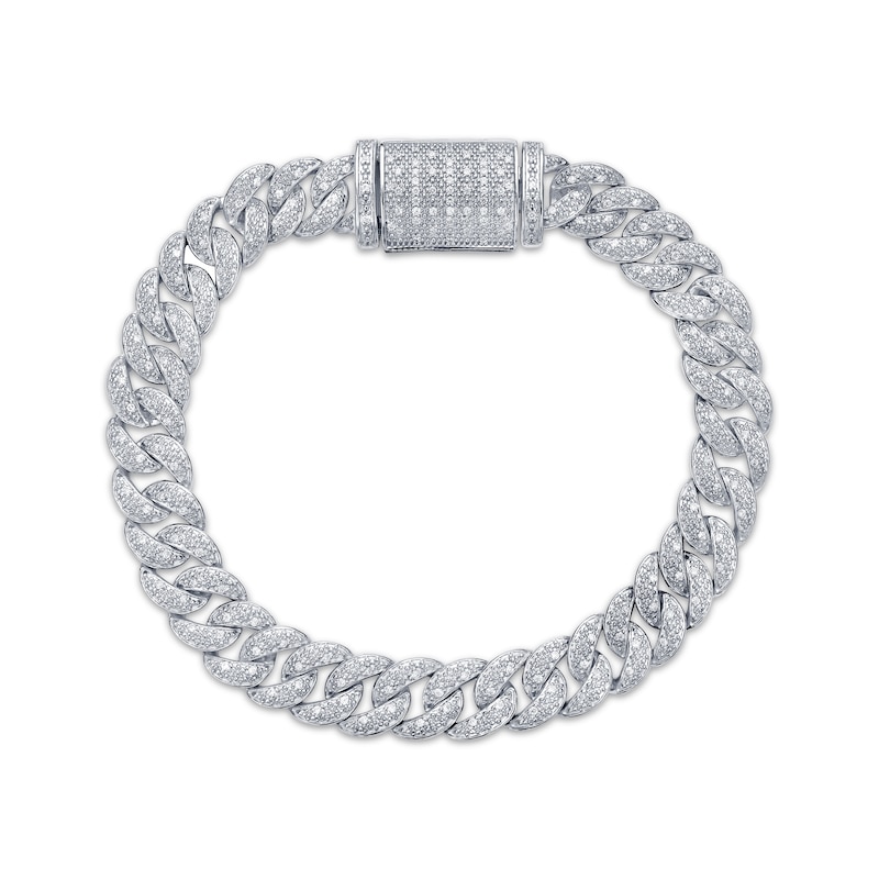 Main Image 1 of Men's Diamond Cuban Curb Chain Bracelet 1 ct tw Sterling Silver 8.5"