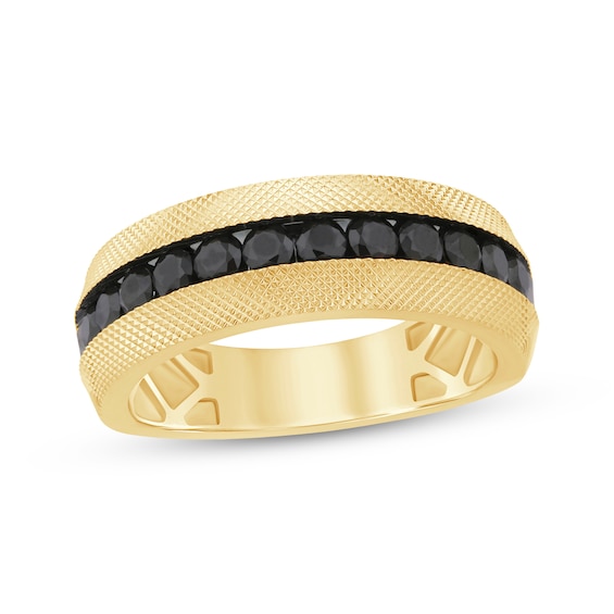 Adore Men's Black Diamond Textured Wedding Band 1 ct tw 10K Yellow Gold