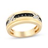 Thumbnail Image 1 of Adore Men's Black & White Diamond "X" Wedding Band 1/3 ct tw 10K Yellow Gold
