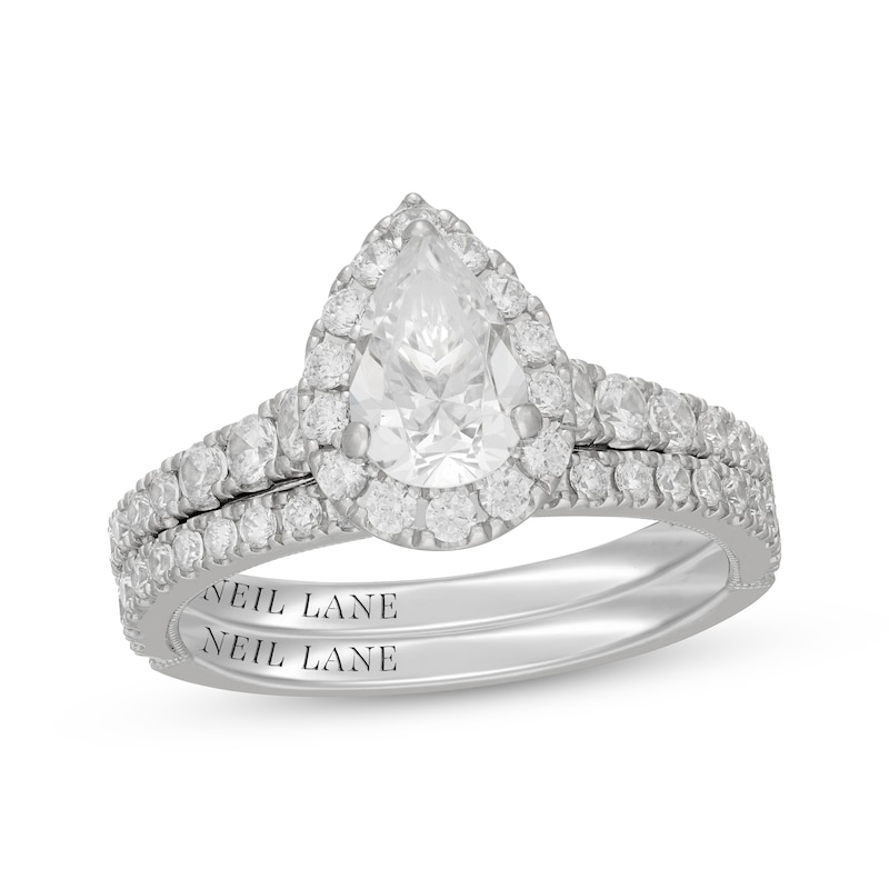 Main Image 1 of Neil Lane Pear-Shaped Diamond Halo Bridal Set 1-7/8 ct tw 14K White Gold