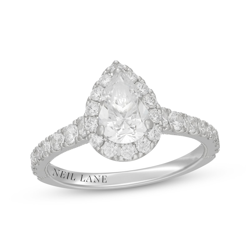 Main Image 4 of Neil Lane Pear-Shaped Diamond Halo Engagement Ring 1-5/8 ct tw 14K White Gold