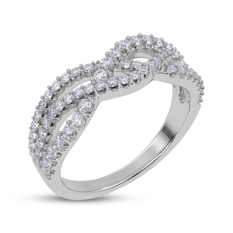 Main Image 2 of Diamond Multi-Row Wave Crossover Ring 1/2 ct tw 14K White Gold