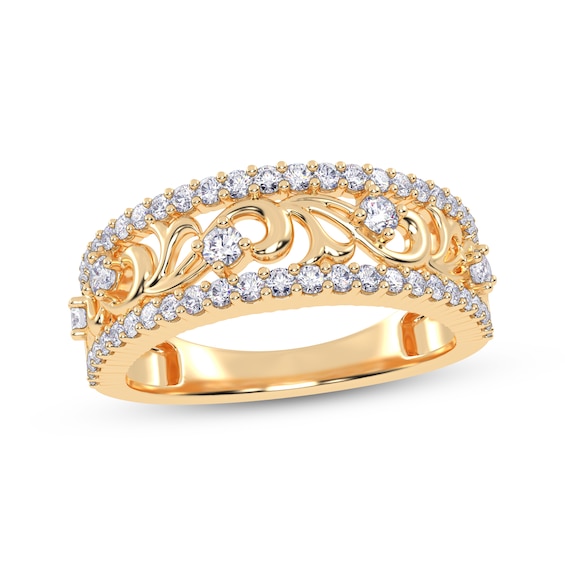 Diamond Baroque-Style Scroll Ring 1/2 ct tw 14K Yellow Gold