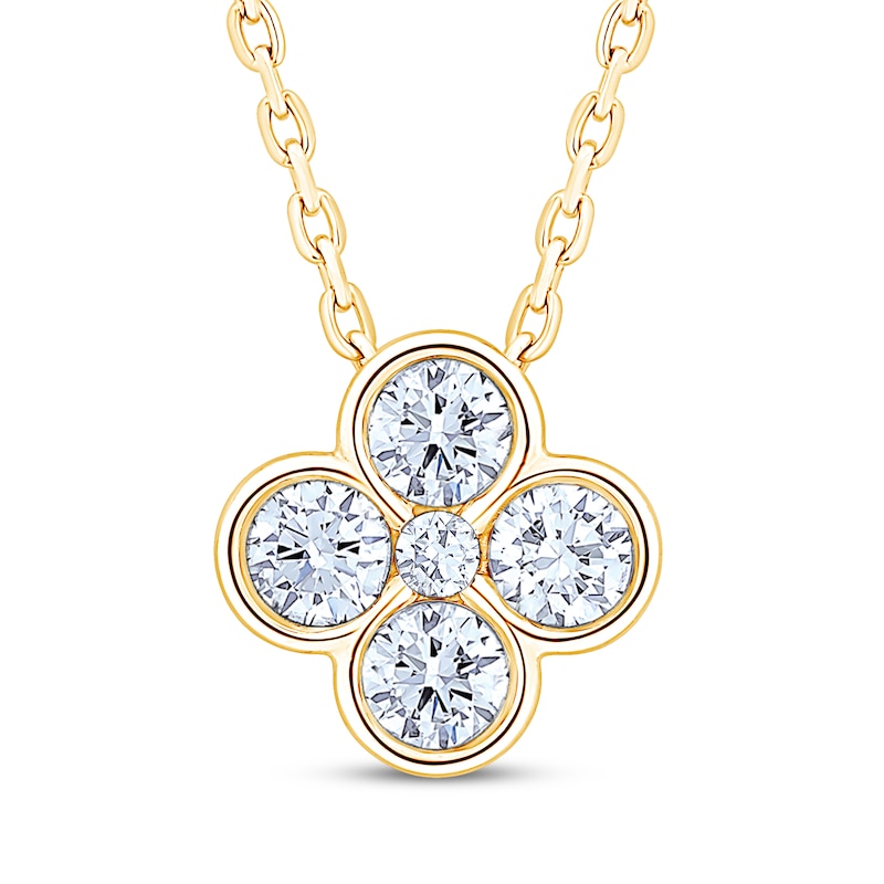 Main Image 1 of Diamond Clover Necklace 3/8 ct tw 18K Yellow Gold 18"