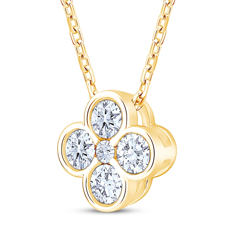 Main Image 2 of Diamond Clover Necklace 3/8 ct tw 18K Yellow Gold 18"