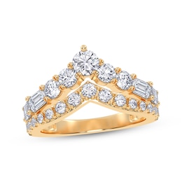 KAY Lab-Grown Diamonds Round & Emerald-Cut Chevron Ring 1-1/2 ct tw 14K Yellow Gold