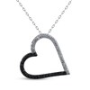 Thumbnail Image 1 of Black & White Diamond Tilted Heart Necklace 1/2 ct tw Sterling Silver 18"