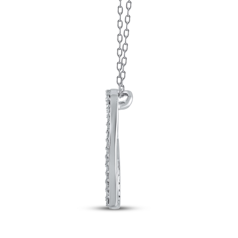 Main Image 2 of Black & White Diamond Tilted Heart Necklace 1/2 ct tw Sterling Silver 18"